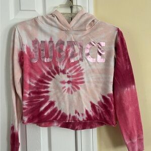 Justice Pink and White Hoodie